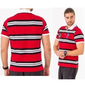 US POLO SPORT YARN‎ COTTON STRIPE POLO SHIRT